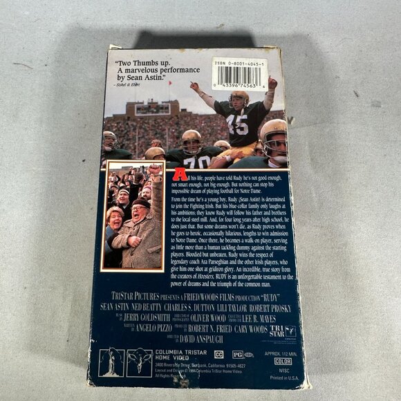 Rudy VHS Movie 1994 Sean Astin Columbia TriStar Home Video Drama NTSC - Picture 2 of 3